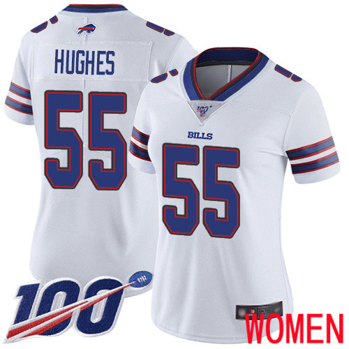 Women Buffalo Bills #55 Jerry Hughes White Vapor Untouchable Limited Player 100th Season NFL Jersey